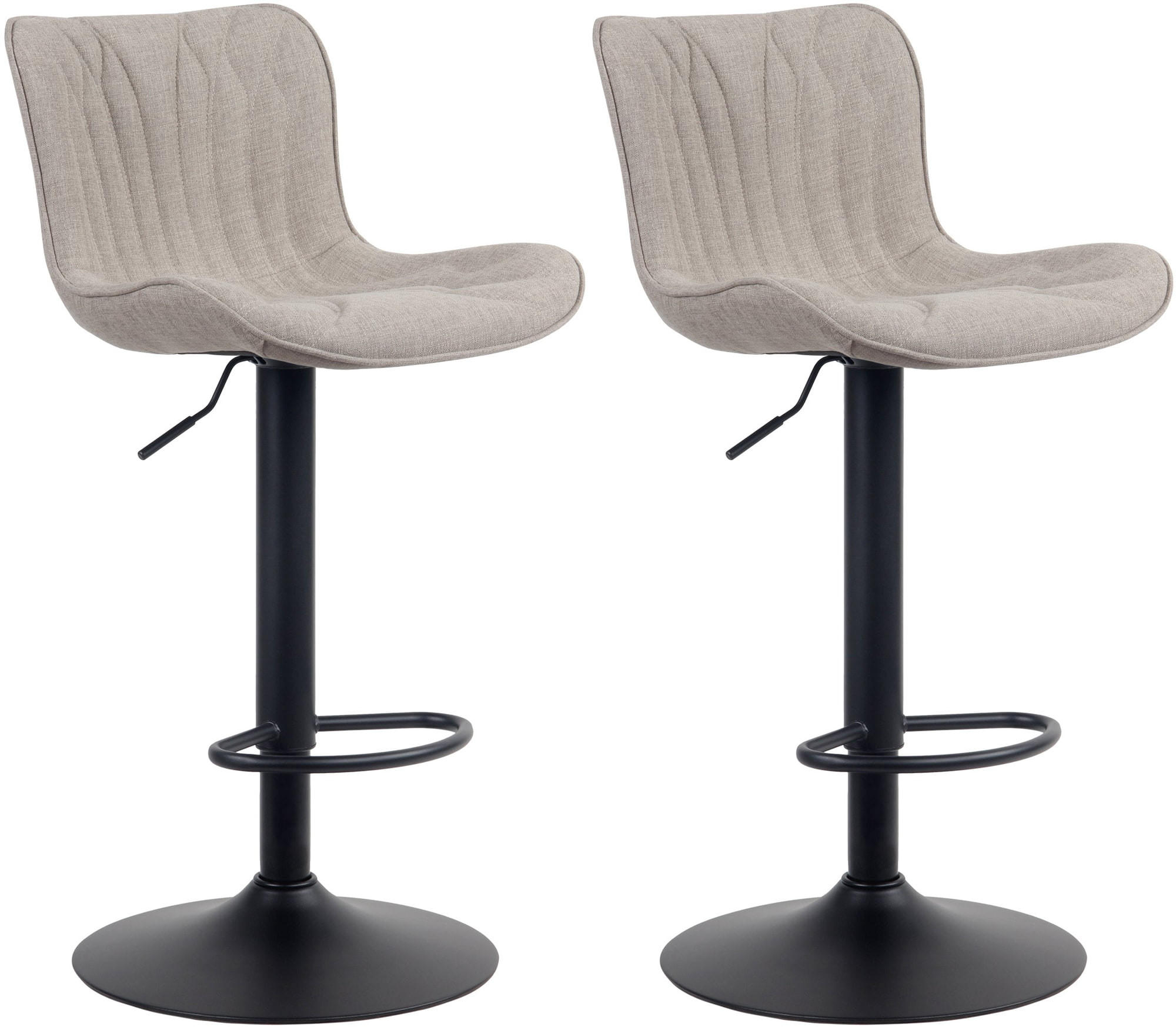 BARHOCKER 2er Set Stoff taupe - Taupe/Schwarz, Textil/Metall (48/83/54cm) - CLP