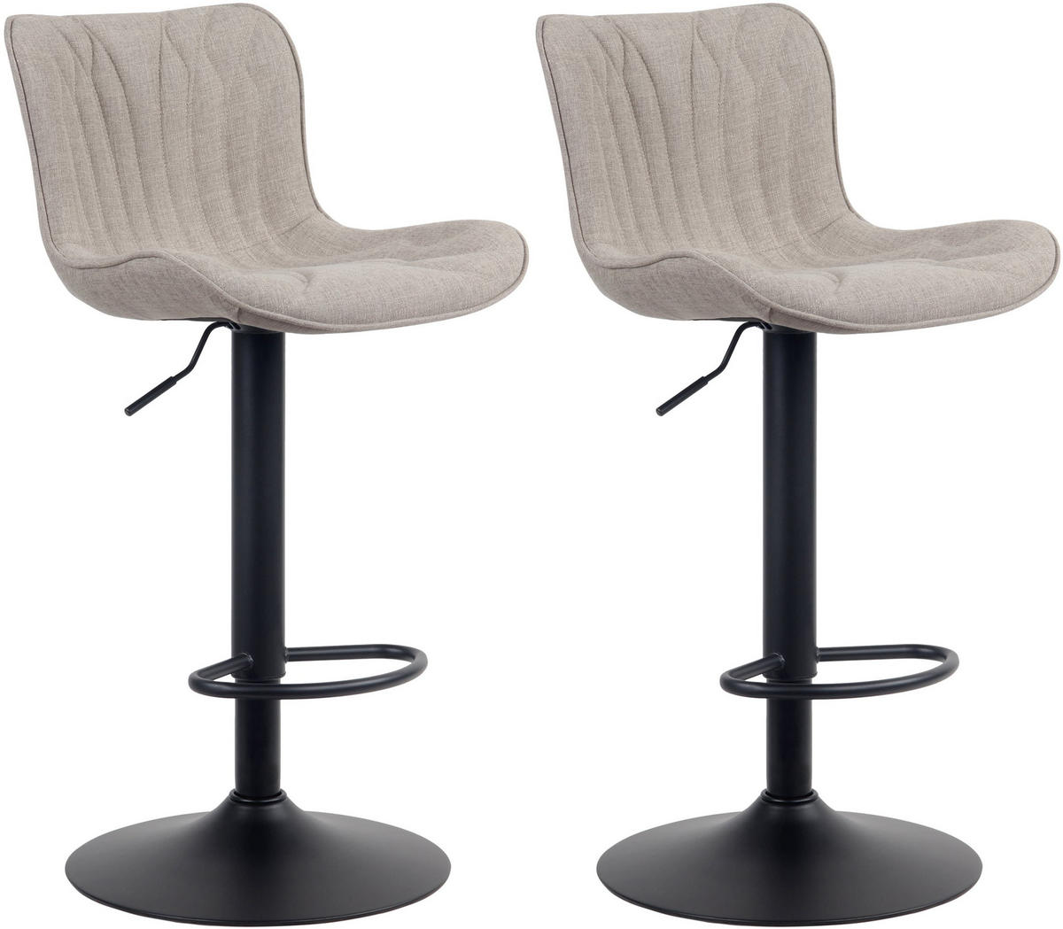 BARHOCKER 2er Set Stoff taupe - Taupe/Schwarz, Textil/Metall (48/83/54cm) - CLP