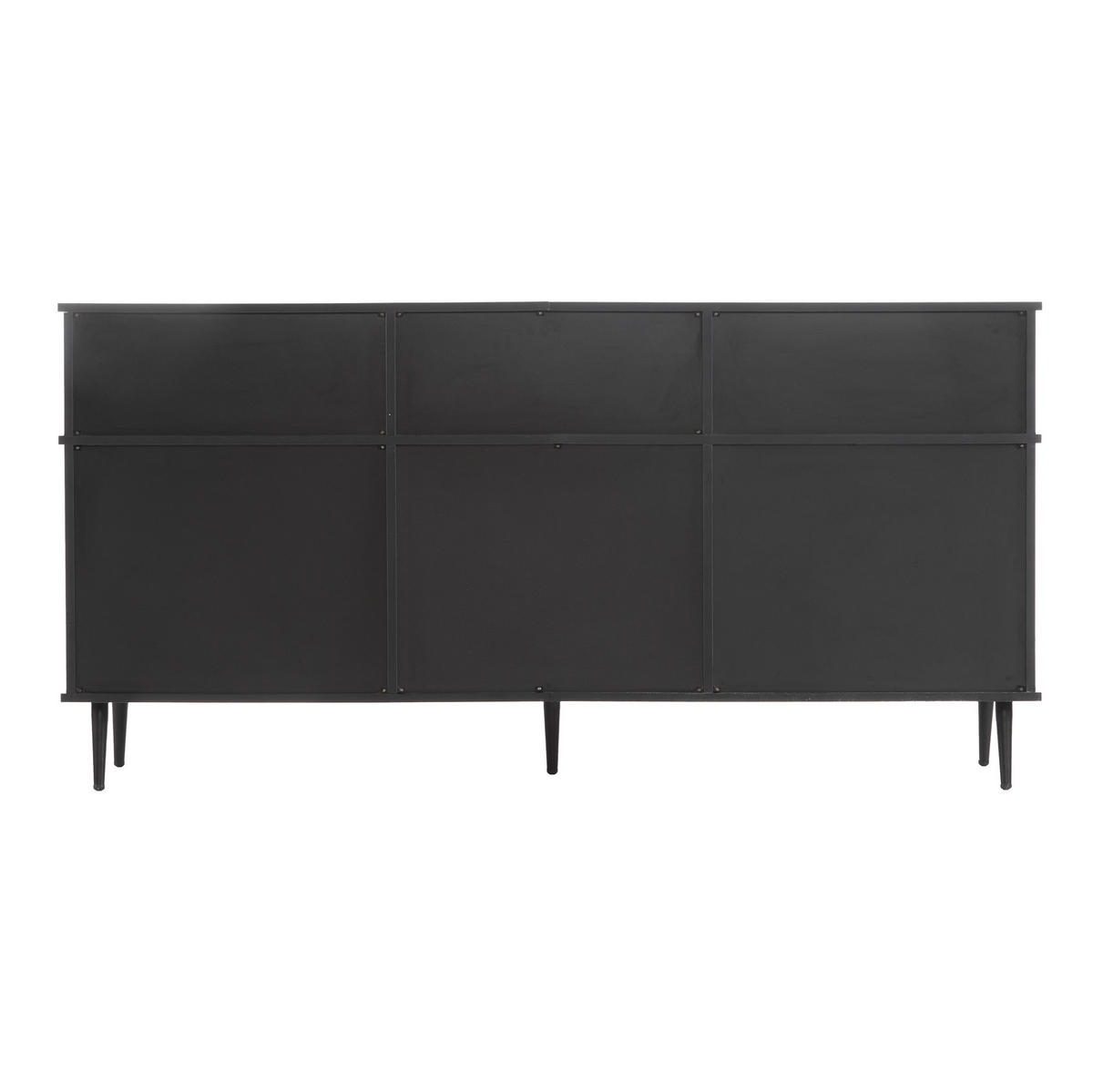 KOMMODE 160/80/40 cm Schwarz/Natur aus Spanplatte mit 4 Schiebetüren - Schwarz, Holzwerkstoff (40/80/160cm) - OKMYHOME