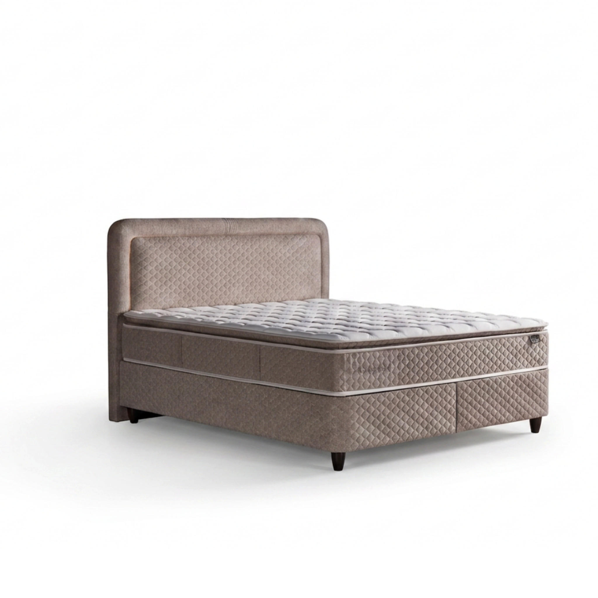 BOXBETT Mountbett Bett boxspringbett 140x200 mit matratze - Braun, Holz (140/200cm)
