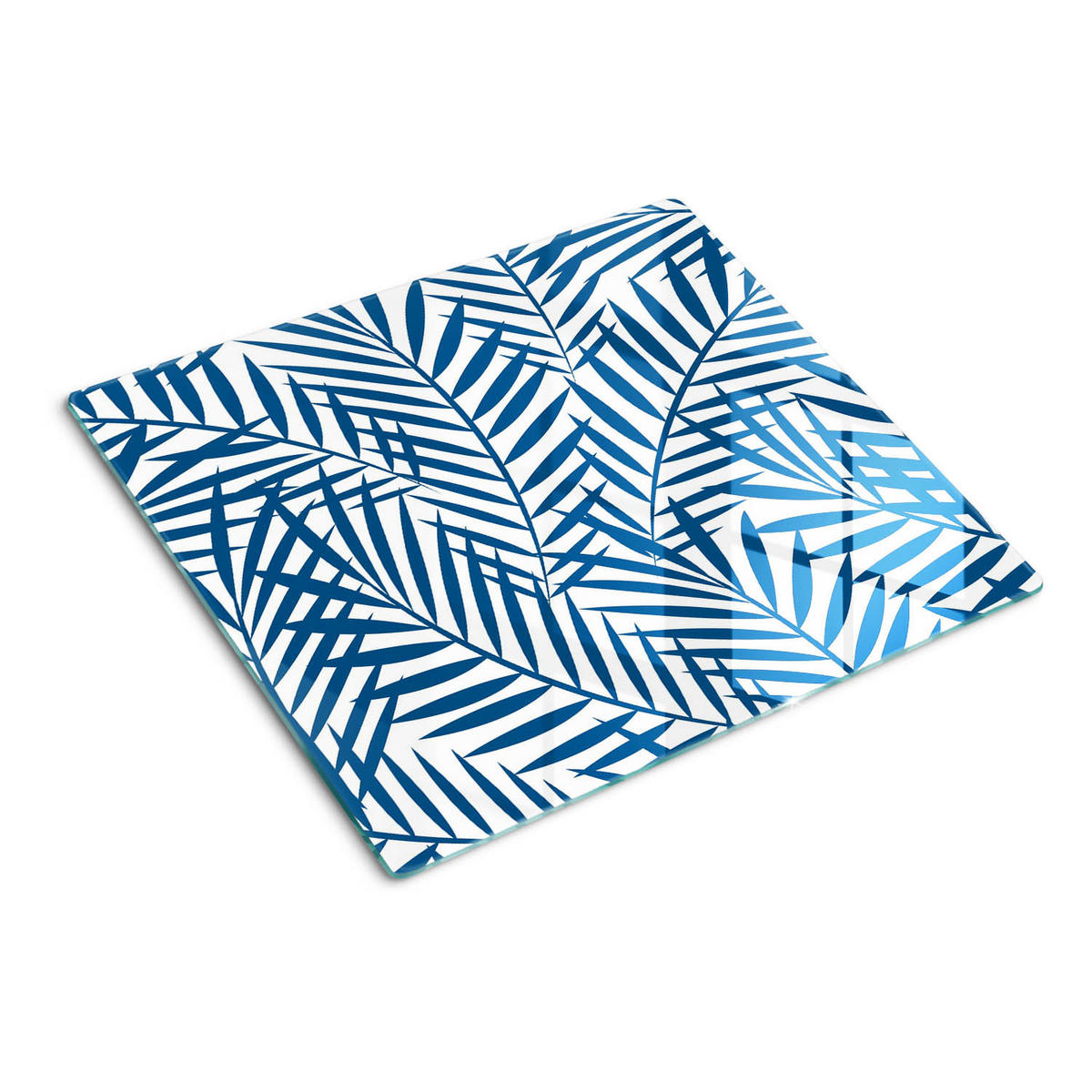 GLASPLATTE 60x52 cm Palmblätter - Blau, Glas (60/0.4/52cm) - TULUP