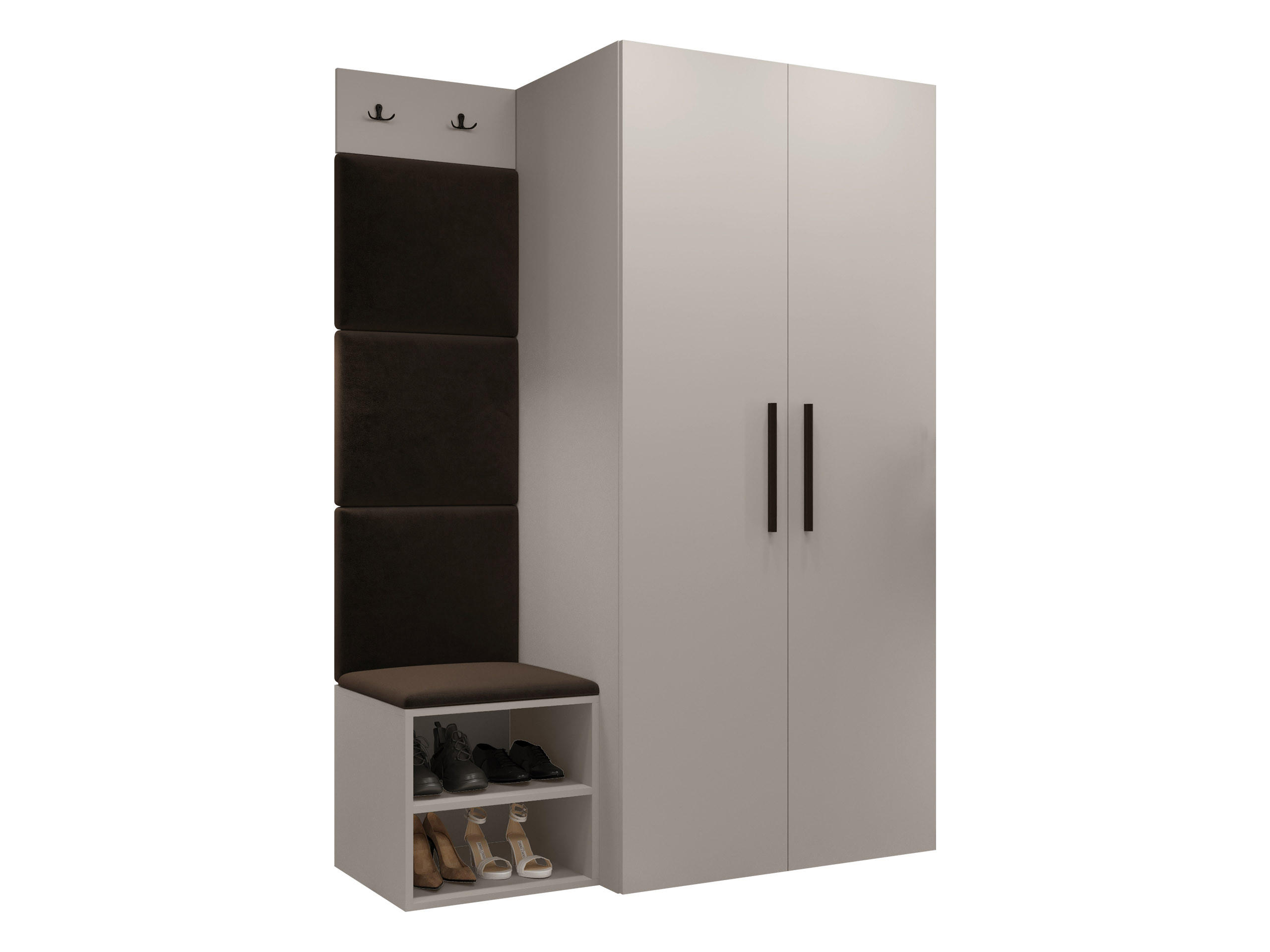GARDEROBEN-SET Medi IV - Kaschmir/Schwarz, Holzwerkstoff/Kunststoff (80/191/50cm) - MIRJAN24
