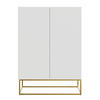 HIGHBOARD Veldio Weiß mit goldenem Metallgestell 90 cm - Goldfarben/Weiß, Holzwerkstoff/Metall (90/125/38cm) - Selsey