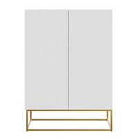 HIGHBOARD Veldio Weiß mit goldenem Metallgestell 90 cm - Goldfarben/Weiß, Holzwerkstoff/Metall (90/125/38cm) - Selsey