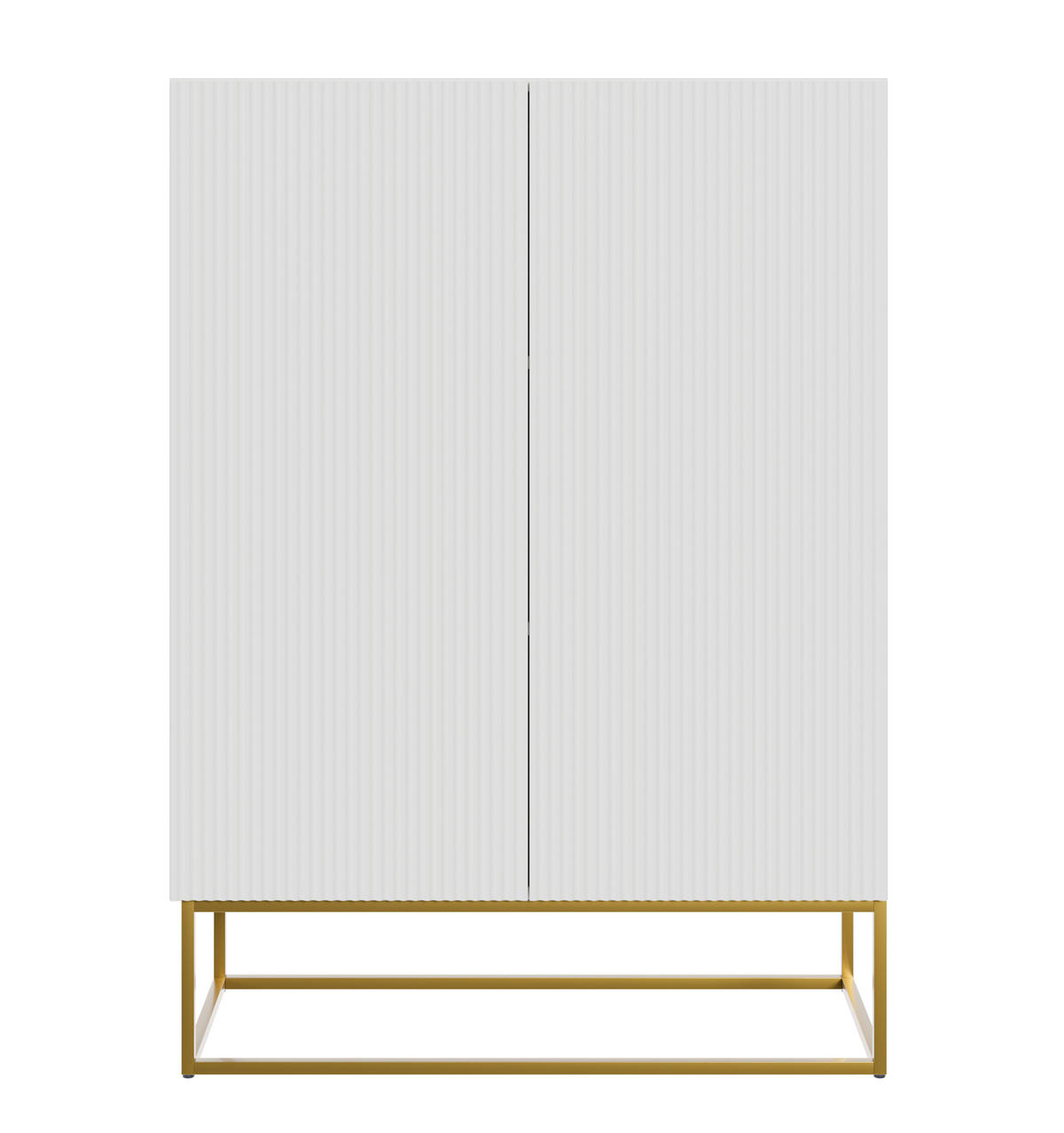 HIGHBOARD Veldio Weiß mit goldenem Metallgestell 90 cm - Goldfarben/Weiß, Holzwerkstoff/Metall (90/125/38cm) - Selsey