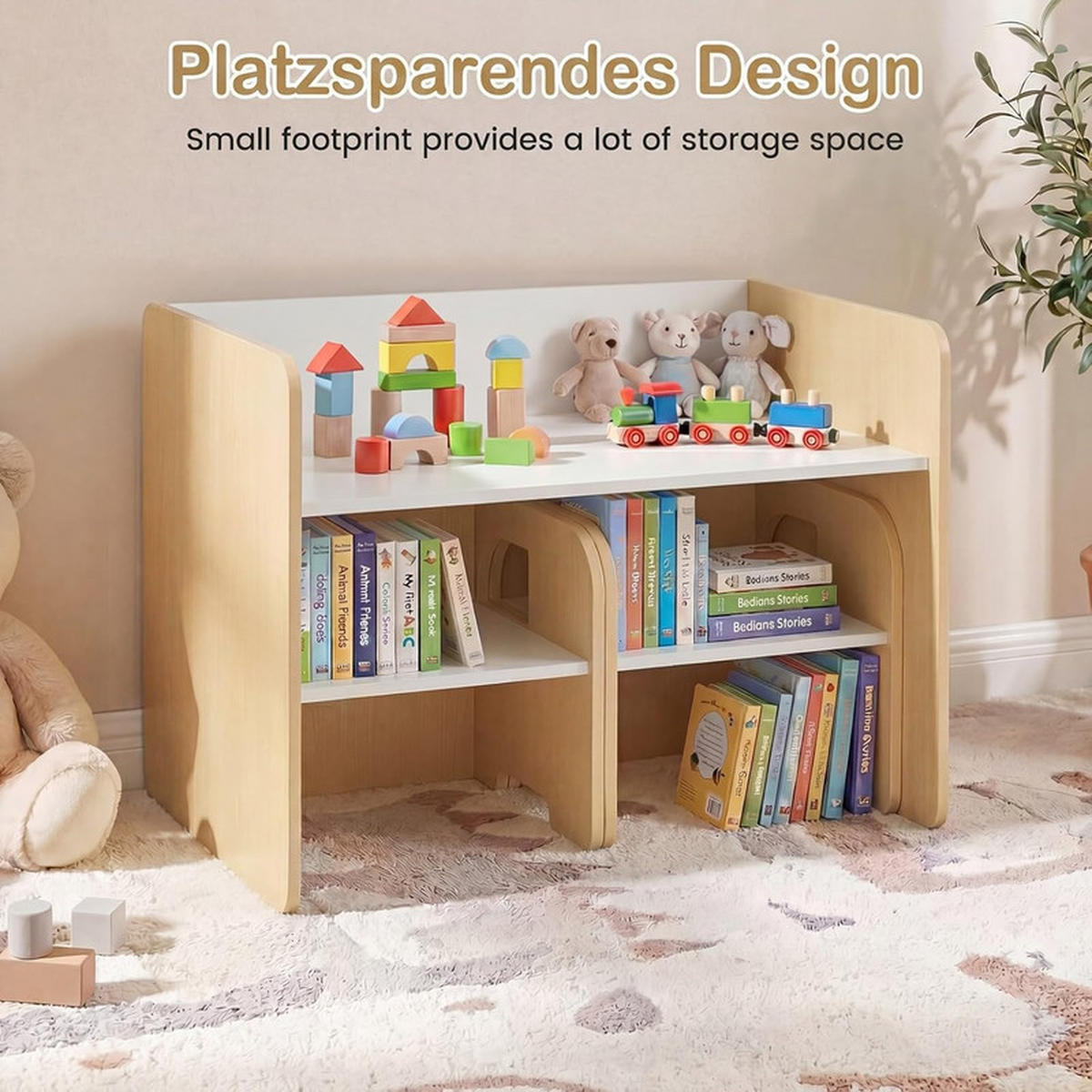 KINDERTISCH mit Stuhl natur(3-tlg) - Naturfarben, Holzwerkstoff (62.5/40/48cm) - COSTWAY