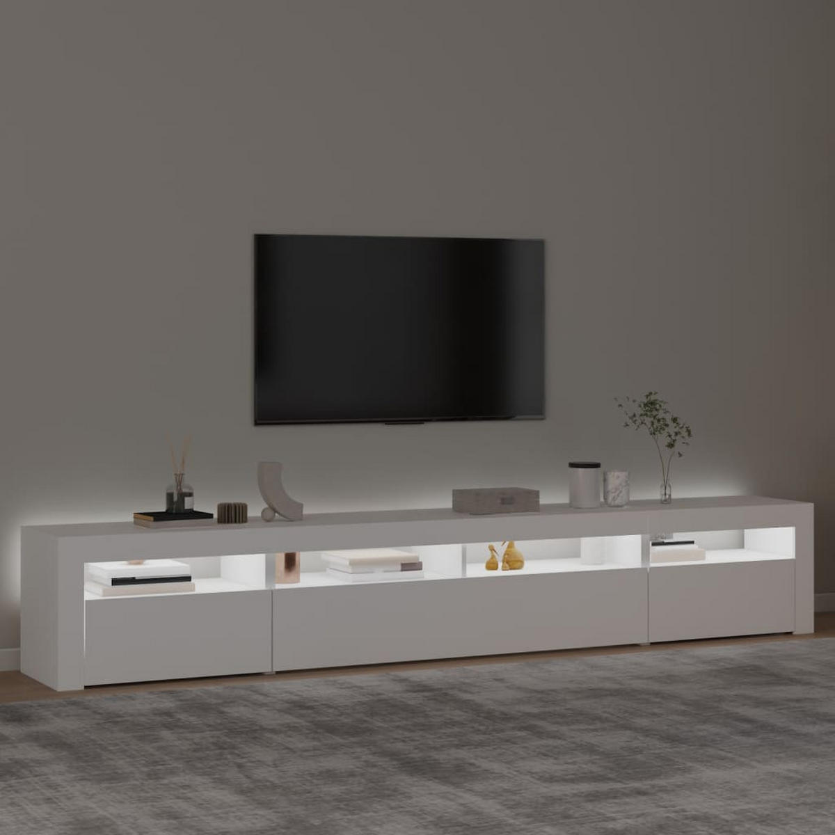 TV-SCHRANK Mit Led-Leuchten Weiss 240/35/40 Cm - Weiß, Holzwerkstoff (35/40/240cm) - vidaXL