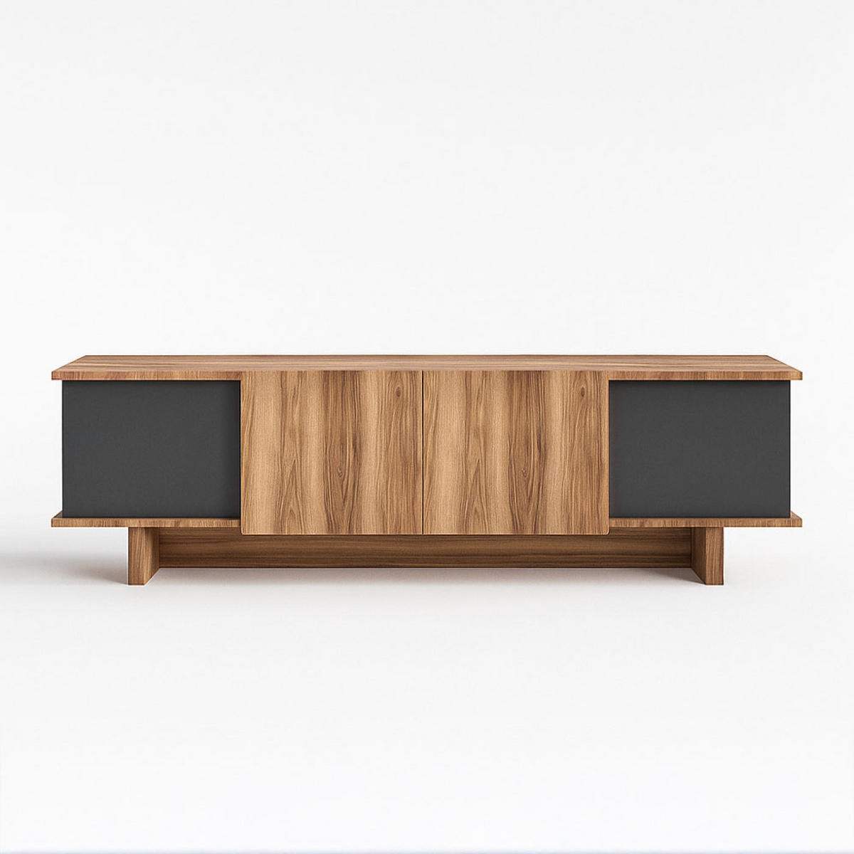 TV-MÖBEL Broni anthrazit 180 cm im zeitgenössischen Stil mit Schrank - Grau, Holzwerkstoff (180/50/33cm) - Concept Usine