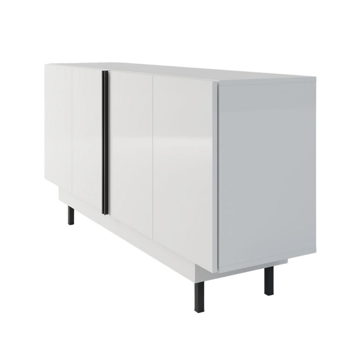 SIDEBOARD Artemisa Weiß, goldener Akzent, Hochglanz - Schwarz Hochglanz/Weiß, Holzwerkstoff/Metall (163/81/42cm) - Dancan