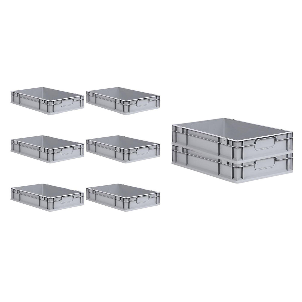 EUROBOX 8x Nextgen Economy Mit Auflagedeckel Grau/Grün Griffe Geschlossen 23 Liter - Grün, Kunststoff (40/12/60cm) - PROREGAL