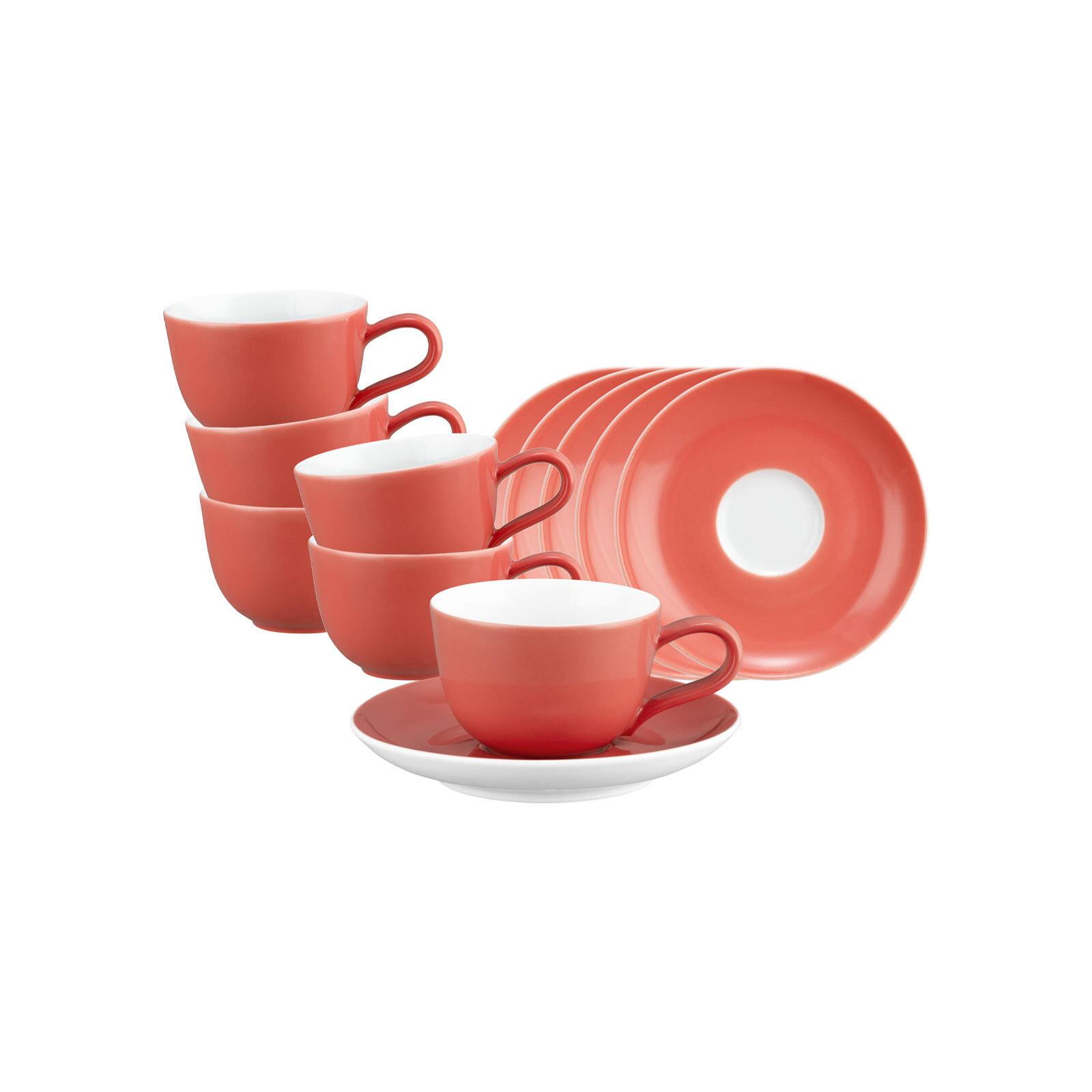 ESPRESSOTASSE MIT UNTERTASSE Liberty Pure Colors Flamingo Red 90 ml 6er Set - Rot, Keramik (12/6.6/12cm) - Seltmann Weiden