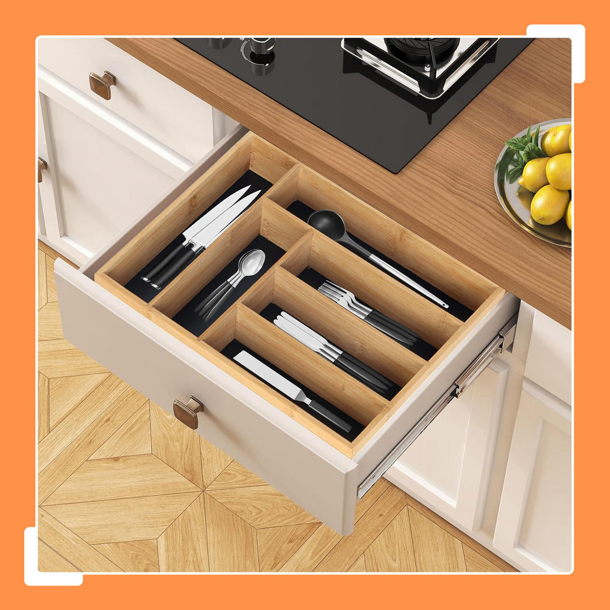 BESTECKKASTEN Bambus - Multicolor, Holz/Holzwerkstoff (35.5/5/25.5cm) - Relaxdays