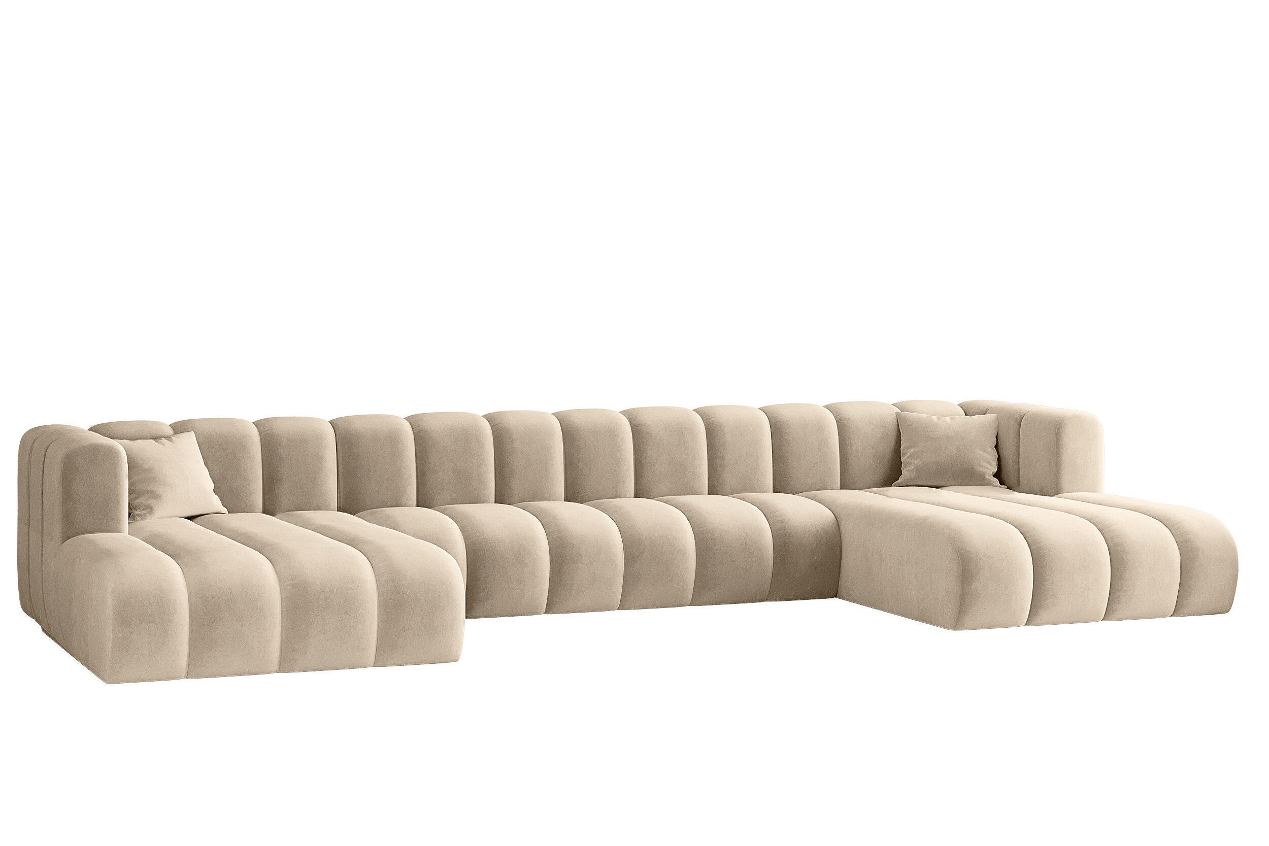 ECKSOFA, U-from, Sofa Grand U XL modular stoff Salvador Hellbeige - Ecru, Holz (179/408cm) - Kaiser Möbel
