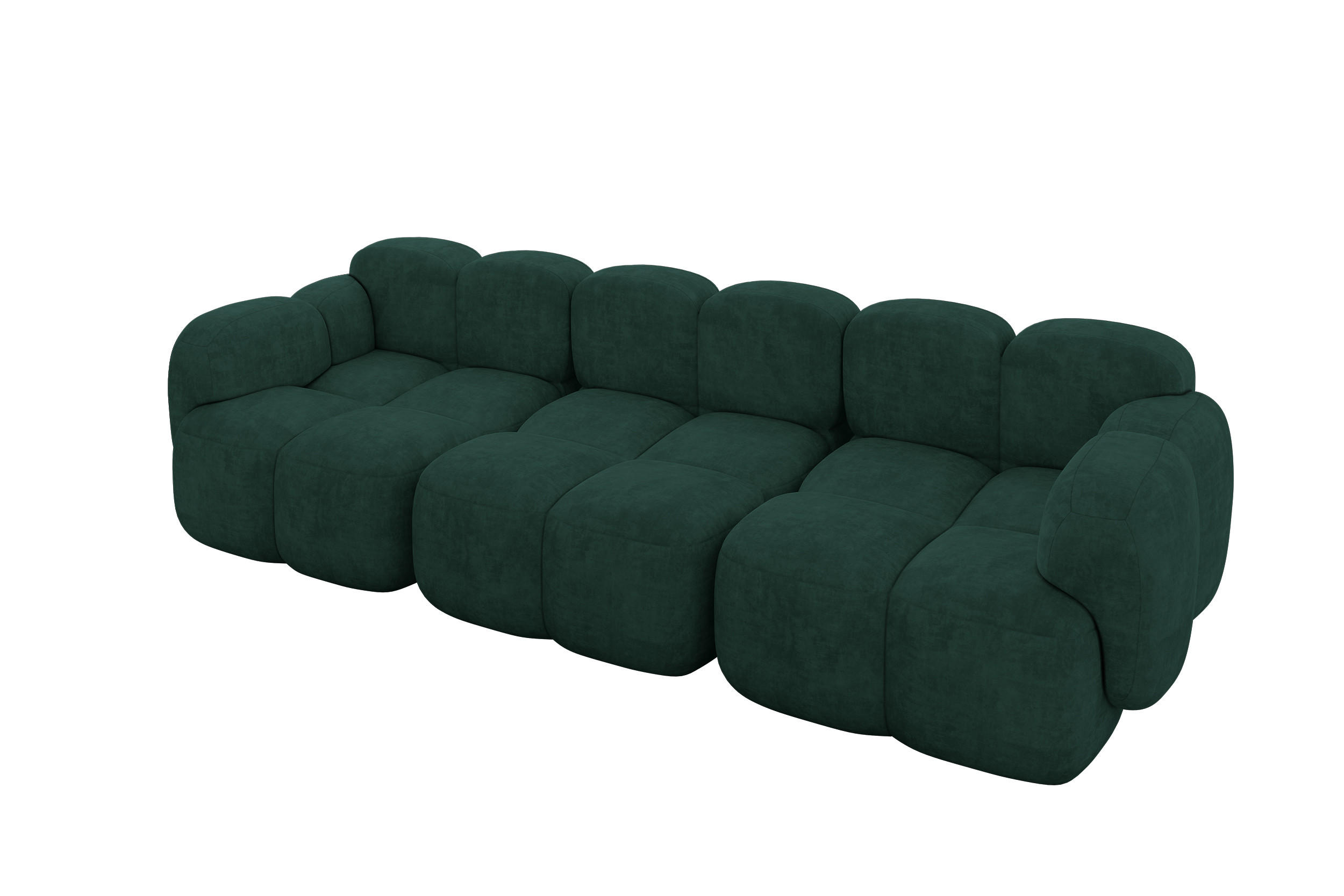 3-SITZER modulares Sofa Miko-S2 300x118x75 cm Grün Velours - Schwarz/Grün, Holzwerkstoff/Kunststoff (300/75/118cm) - ALTDECOR