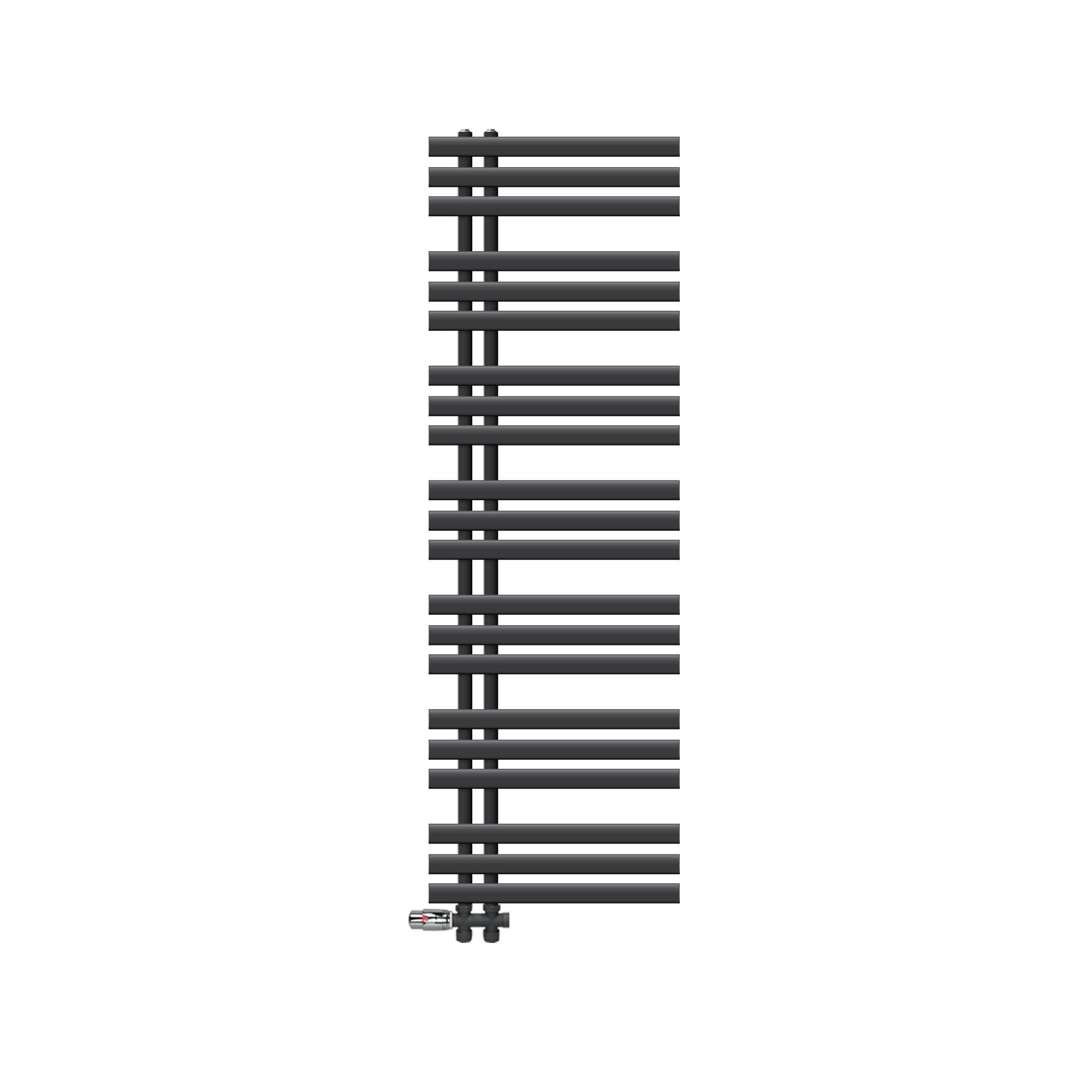 BADHEIZKÖRPER Iron EM 500x1600 mm Anthrazit mit Ventil Durchgang - Anthrazit, Metall (50/160/3cm) - LuxeBath
