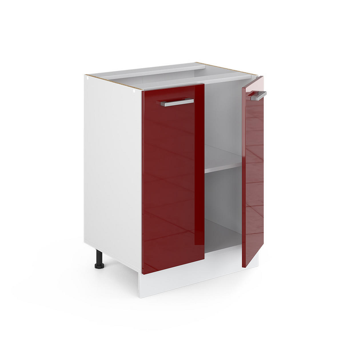 KÜCHENUNTERSCHRANK R-Line Bordeaux Hochglanz 60 cm, AP Anthrazit - Bordeaux/Weiß, Holzwerkstoff (60/81.6/60cm) - Vicco