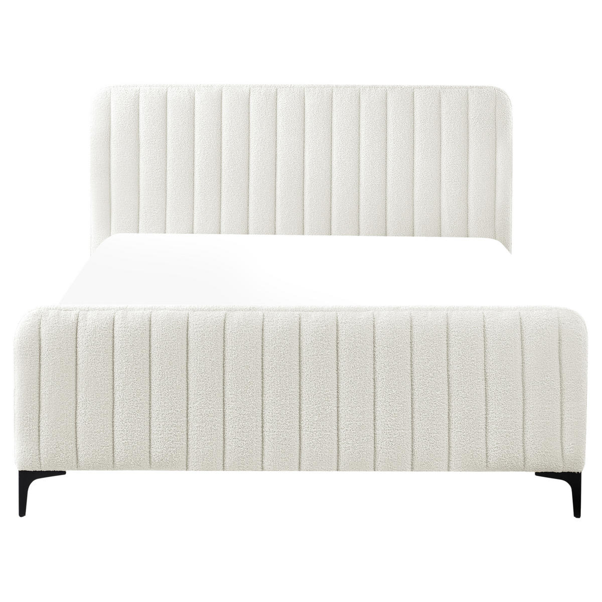 BETT mit Lattenrost 140/200 cm Cremeweiß Lunan - Schwarz/Weiß, Textil (140/200cm) - Beliani