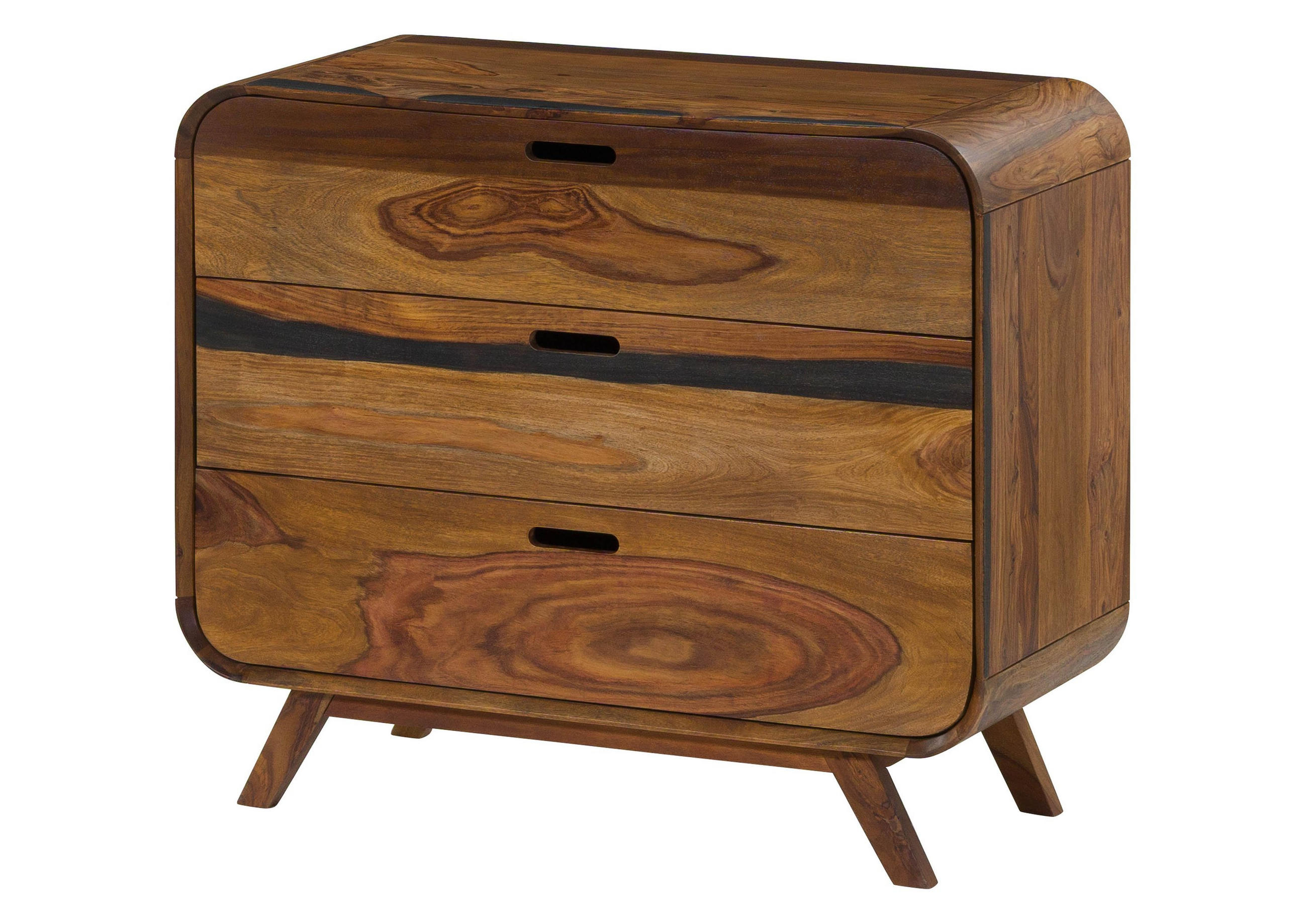 KOMMODE Sheesham 90x40x75 dunkelbraun lackiert MAILAND #203 - Dunkelbraun, Holz (90/75/40cm) - Massivmoebel24