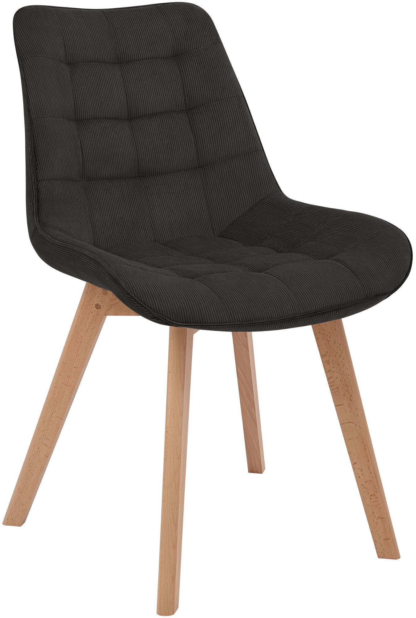 STUHL Cord Anthrazit - Eukalyptusholzfarben/Anthrazit, Holz/Textil (53/84/63cm) - CLP