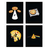POSTER Set mit 4 beginnt Pizza (rosa Floder, ET, DJ und Aliens) A3 Rahmenlos - Klar, Papier (29.7/3cm) - Nacnic