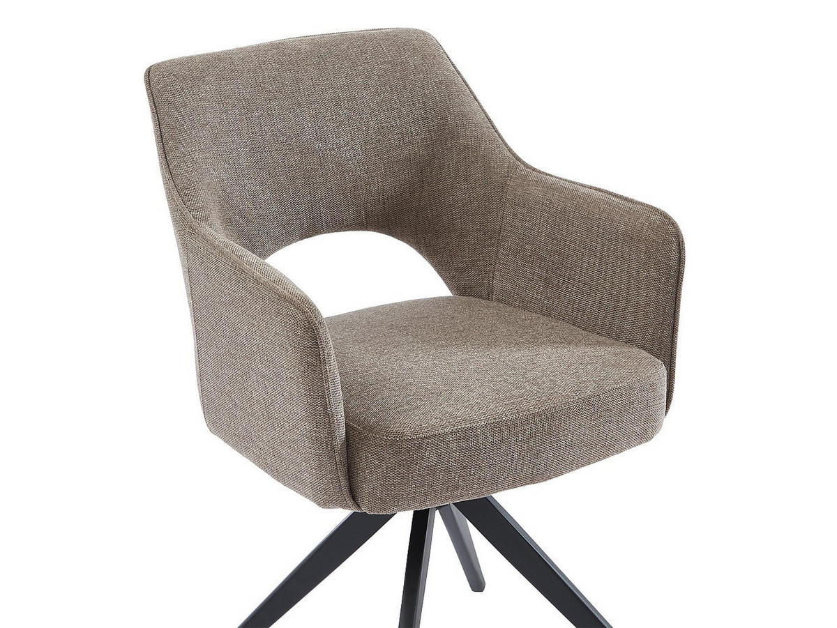 BÜROSTUHL Drehstuhl mit Armlehnen - Stoff & Metall - Taupe - KONYA - Braun, Textil (58/84/59cm) - Vente-Unique