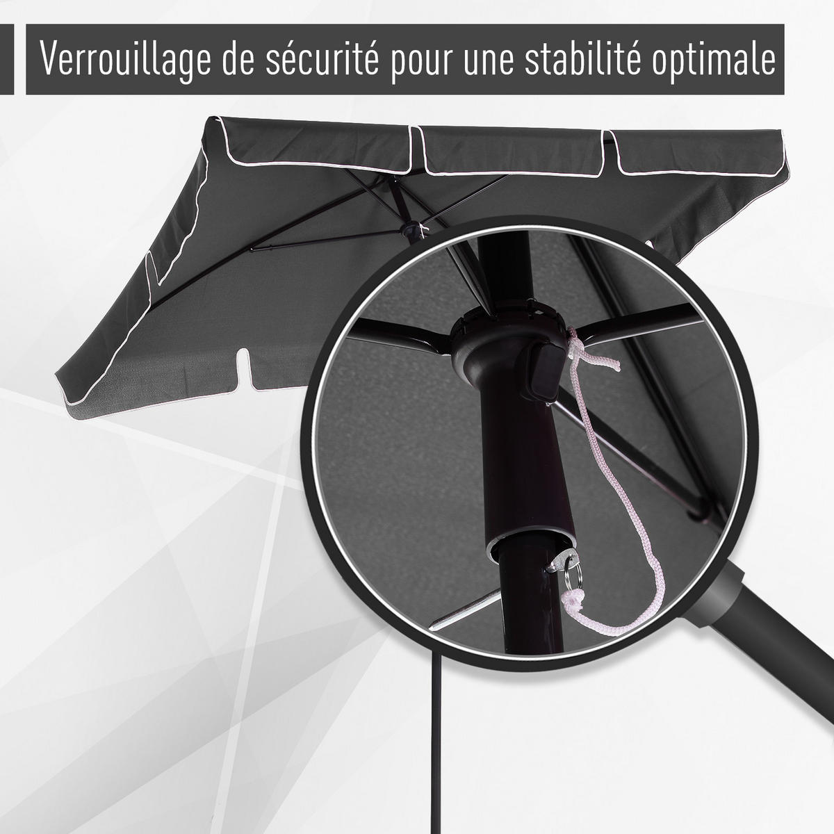 SONNENSCHIRM 200/130 cm DE-11621 Grau - Grau, Metall (130/198cm) - ComfortXL