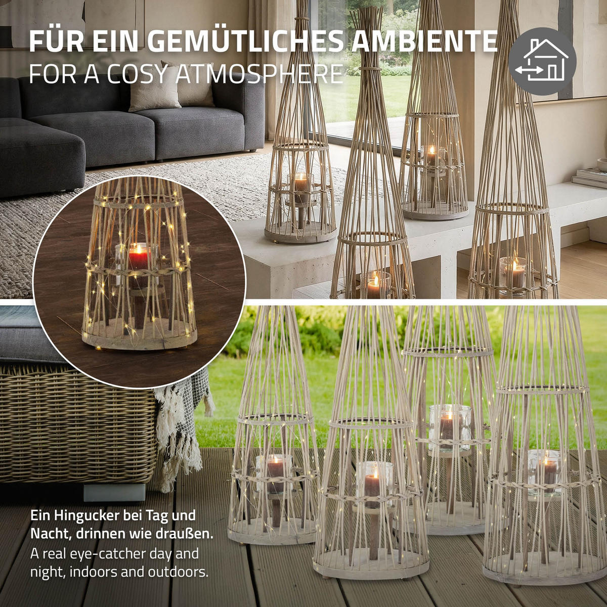 BAMBUSOVÁ LAMPION V: 91 cm, dřevěná barva, styl boho - přírodní, dřevo (26.5/91/26.5cm) - ECD-Germany
