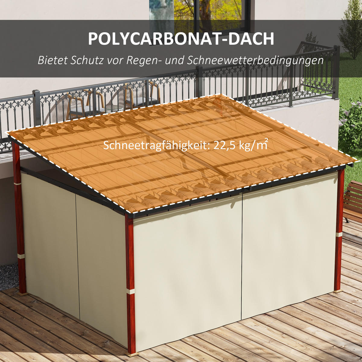PERGOLA Pavillon mit Seitenwände, Beige - Beige, Kunststoff (300/255/345cm) - Outsunny