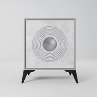 SIDEBOARD SOLID CIRCLES, Grau, 57,5x42x70,5 cm, Schwarze Metall-Sternfüße - Multicolor/Schwarz, Holzwerkstoff/Metall (57.5/70.5/42cm) - SpaceRebels