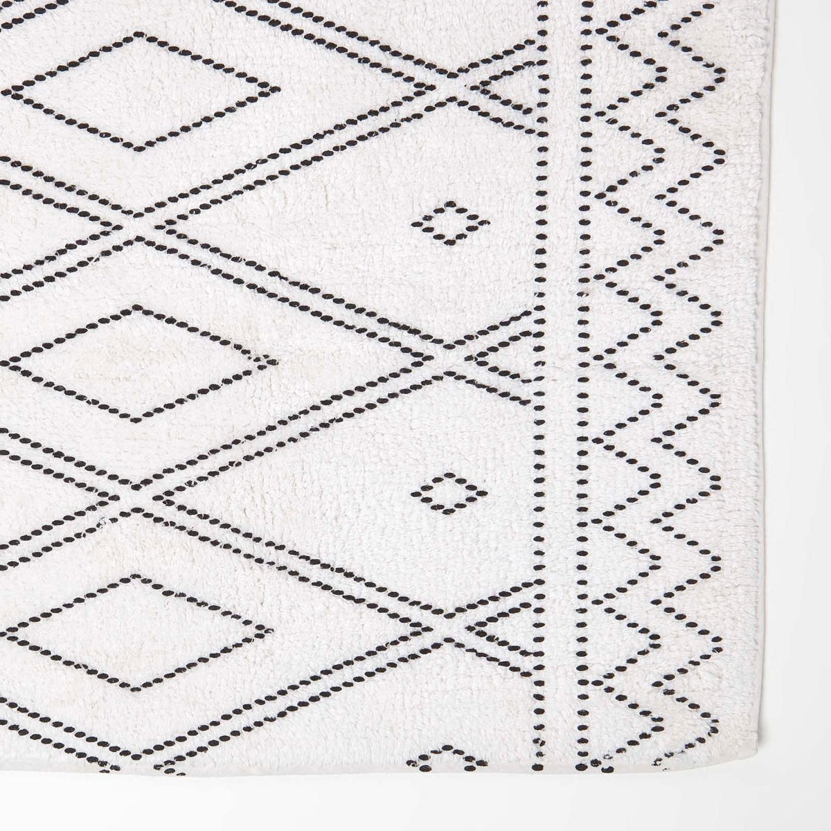 BADEMATTE 50/80 cm Boho-Muster, Baumwolle - Weiß, Textil (50/80cm) - Homescapes
