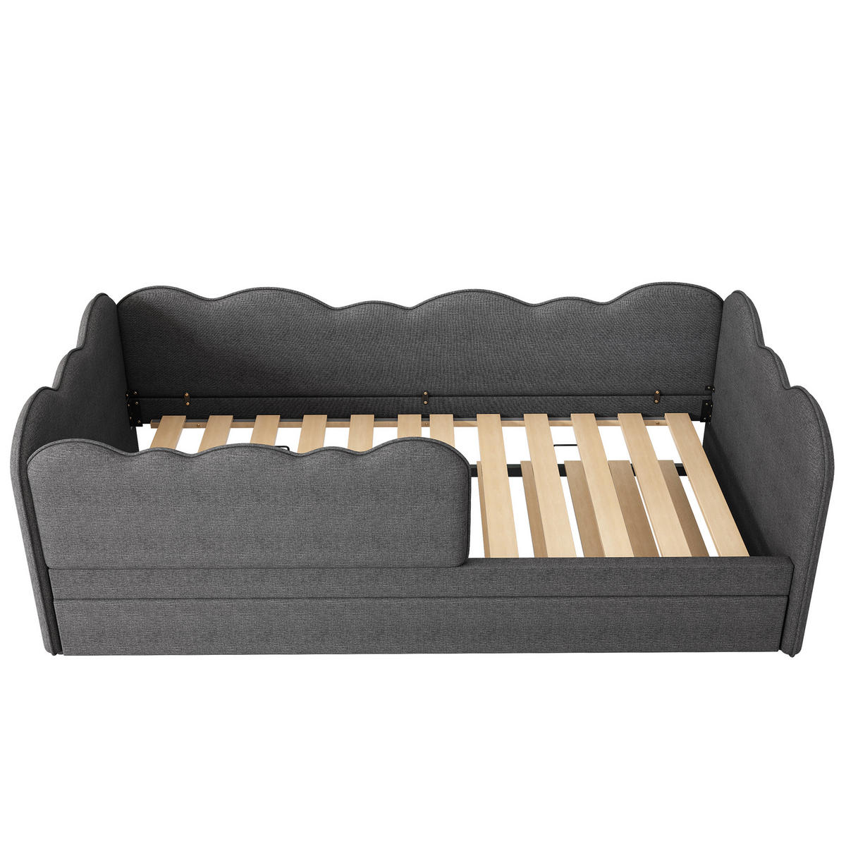 POLSTERBETT aus Leinen 90x190 cm in Grau mit Ausziehbett - Grau, Textil (90/190cm) - Modfu