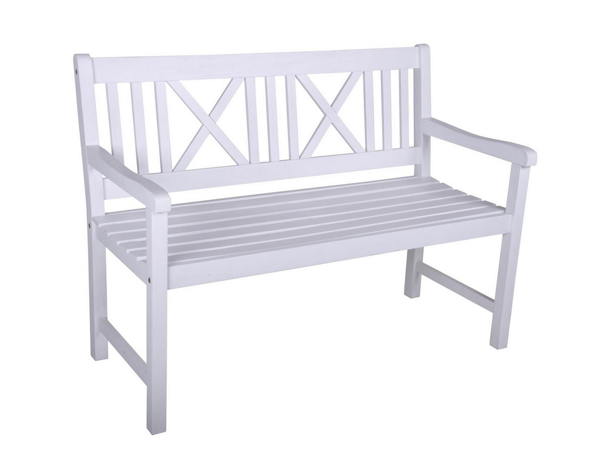 GARTENBANK Nice 2-Sitzer Terrassenbank - Weiß, Holz (120/89/59cm) - DELUKE