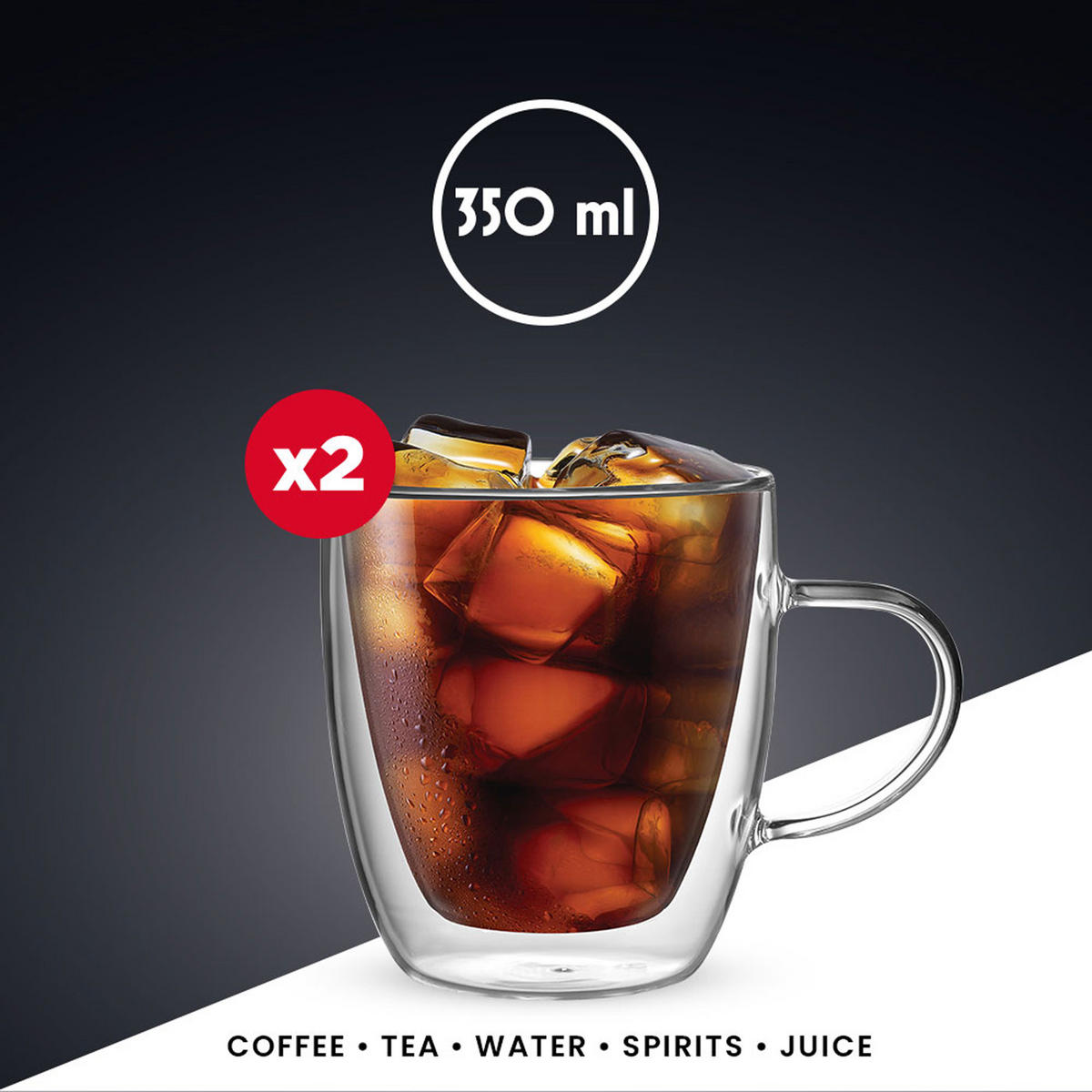 GLASBECHERSET Firenze, 2er Set, Doppelwandig, 80 ml - Transparent, Glas (0.08L) - Bialetti