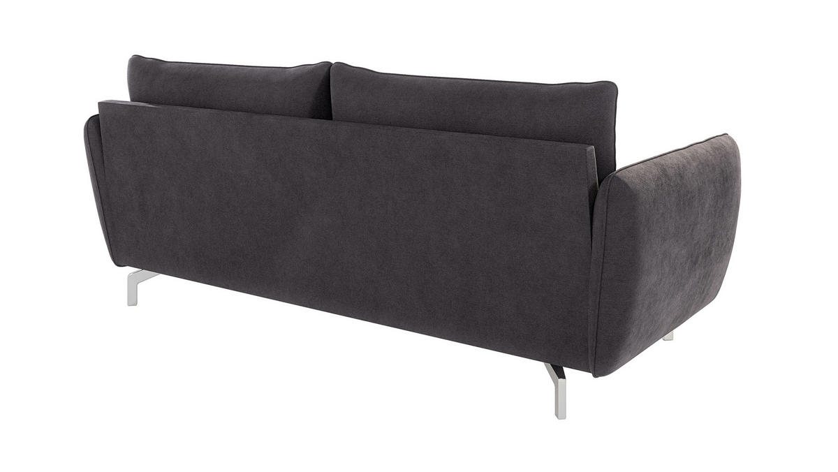3-SITZER-SOFA Elou Graphit Microfaser - Chromfarben/Graphitfarben, Holz/Textil (203/87/92cm) - S-Style Möbel