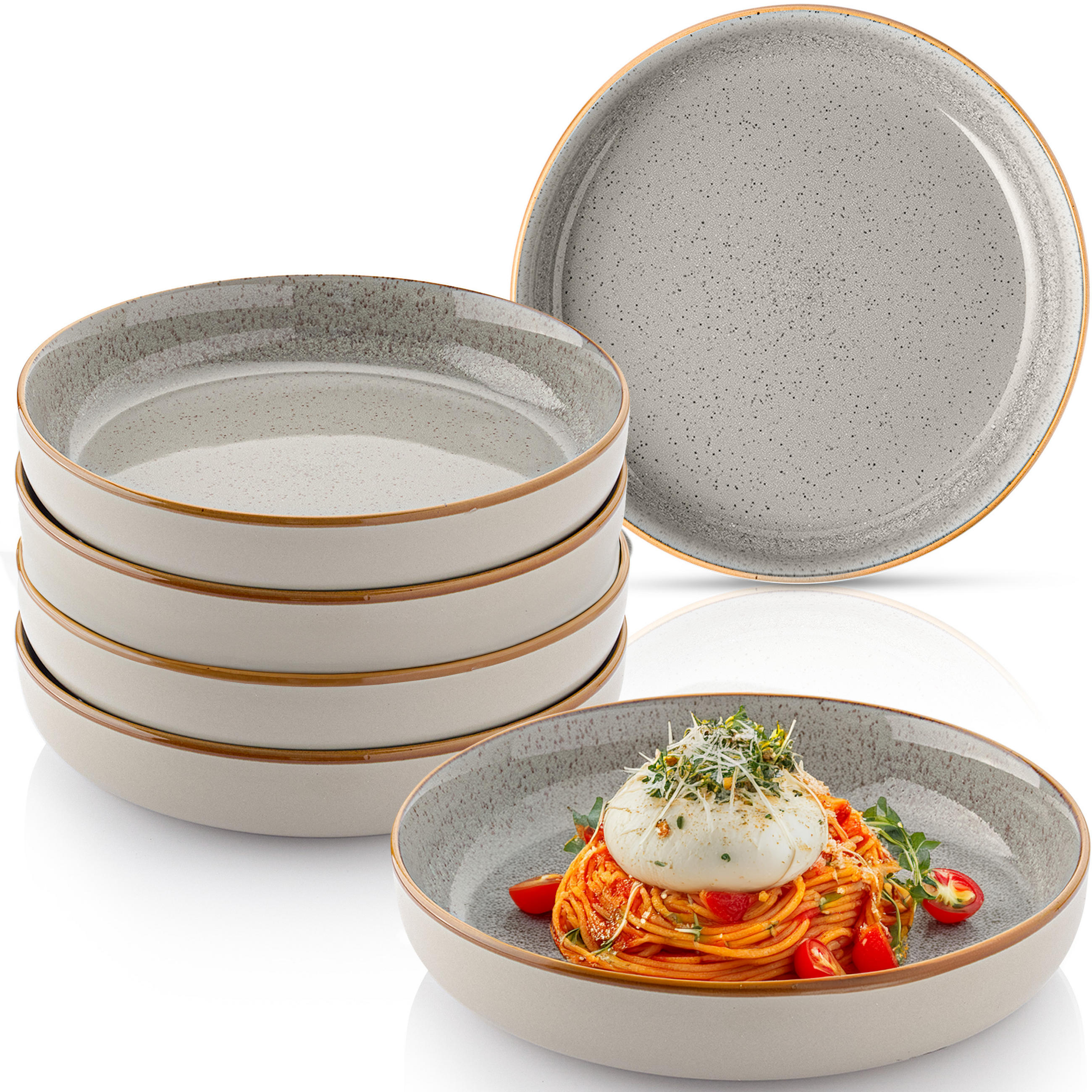 PASTASCHALEN RIO PERLGRAU - 6 teilig aus Steingut - Grau, Stein (22.2cm) - Sänger