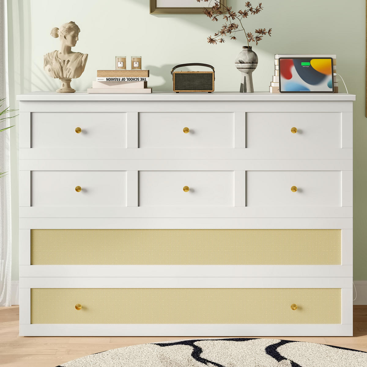 SCHRANKBETT 140x200cm Weiß Schubladen Regal USB Steckdose mobiles Bett - Weiß, Holz (140/200cm) - FLIEKS