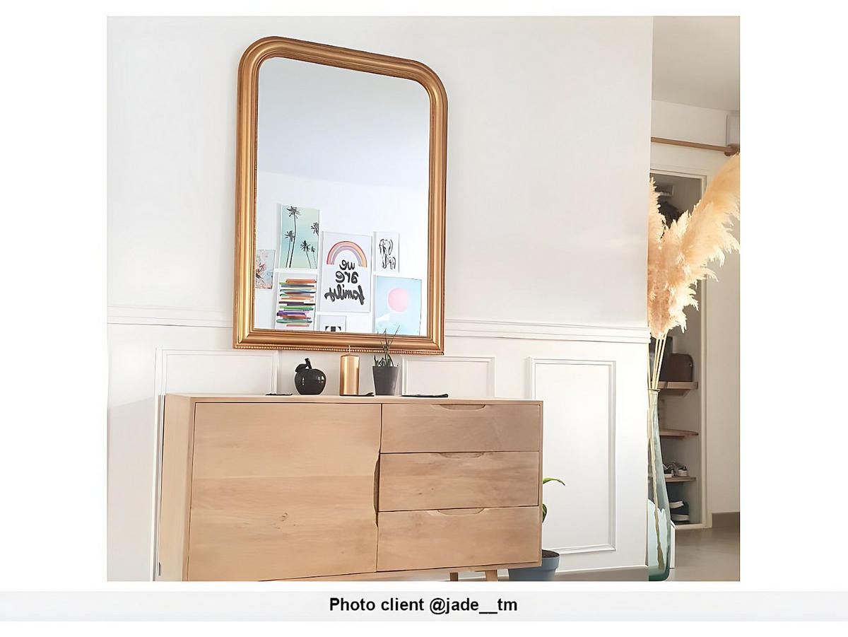 TRUMEAU-SPIEGEL aus Paulowniaholz – B 80 x H 110 cm – Messing-Optik, goldfarben – HELOISE - Goldfarben, Holz (80/110/3cm) - Vente-Unique