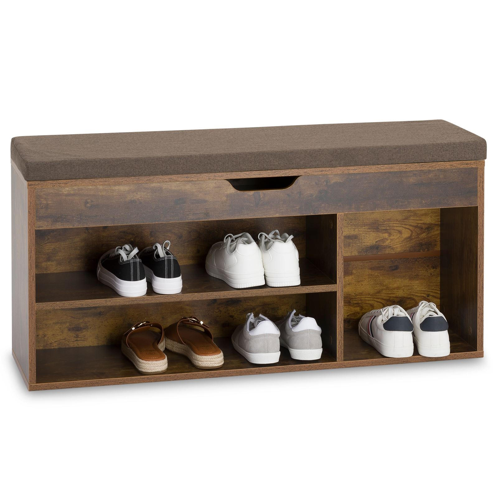 SCHUHBANK BAIA - Dunkelbraun/Schwarz, Holzwerkstoff (103/48/29cm) - IDIMEX