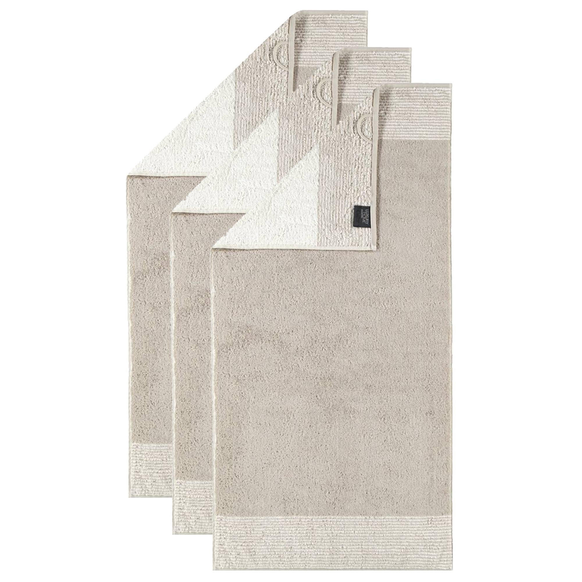 HANDTUCH Unisex Luxury Home Two-Tone Beige 3er Pack Baumwolle - Beige, Naturmaterialien (100/170cm) - Cawoe