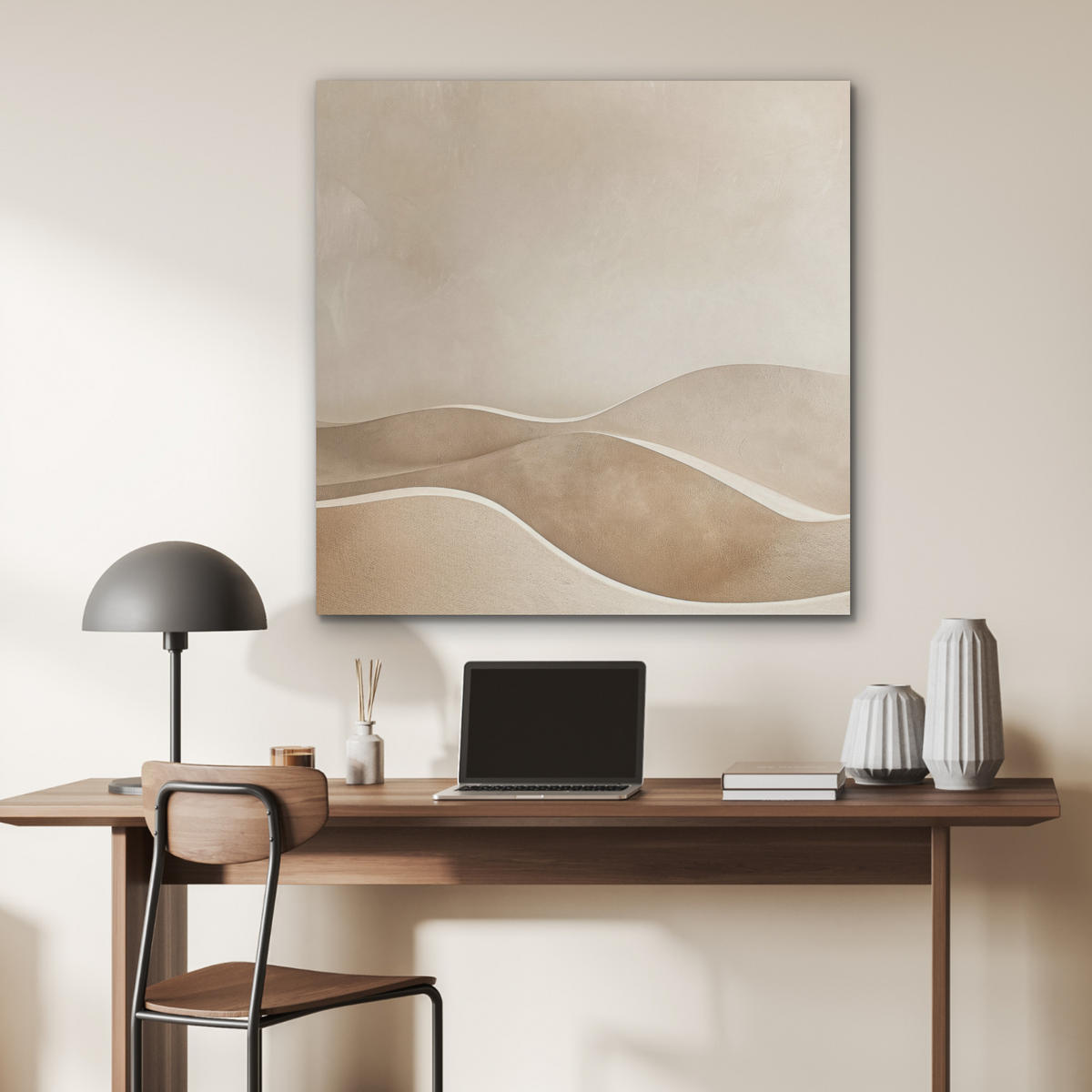 AKUSTIKPANEEL Beige - Natur - Abstrakt - Modern 90x90 cm - Beige, Textil (90/0.9/90cm) - MuchoWow