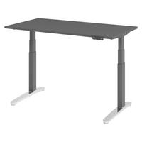 SCHREIBTISCH elektrisch XBHM 80/140/74 cm in Graphitfarben/Graphitfarben/Alu poliert - Silberfarben/Graphitfarben, Holzwerkstoff (80/140/74cm) - bümö