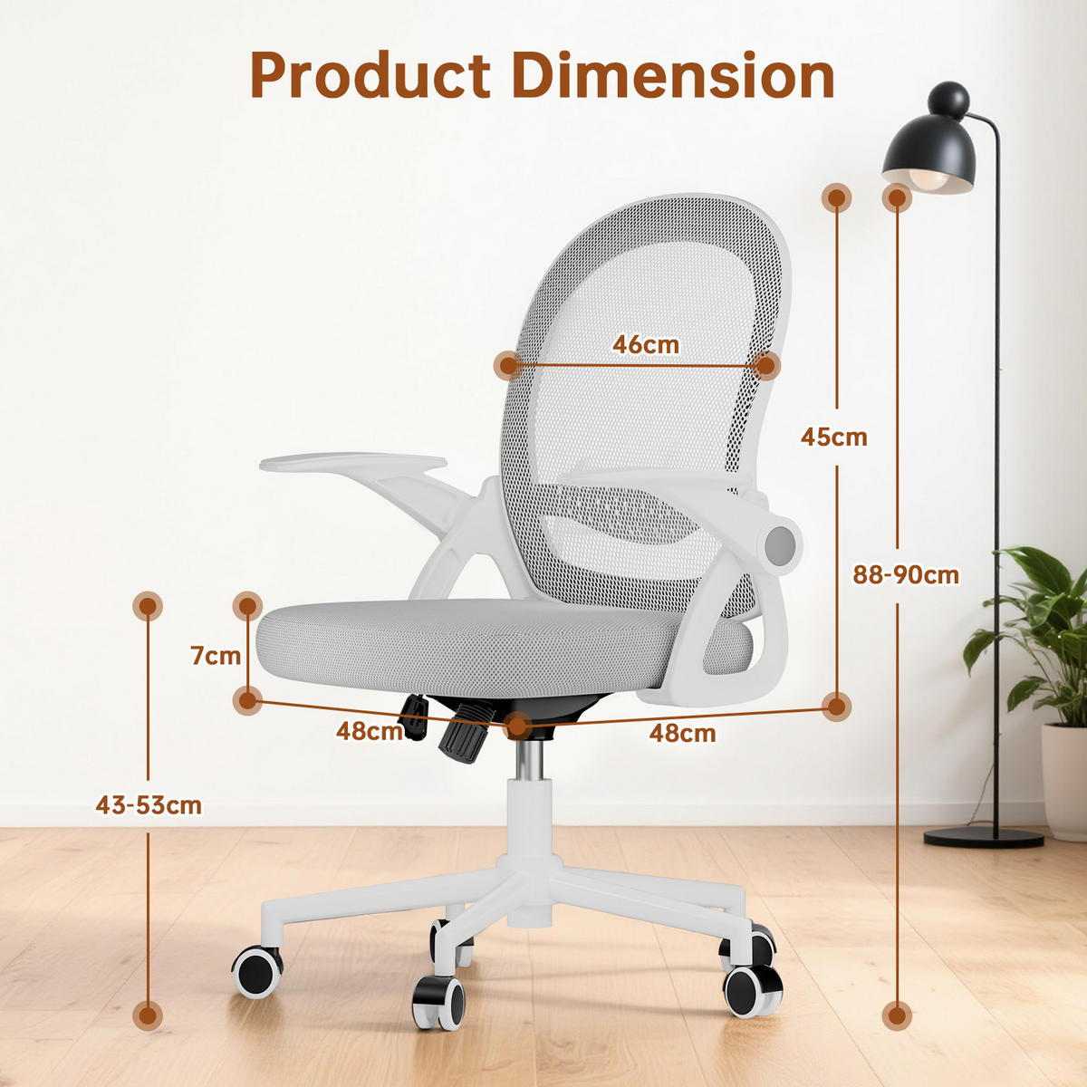 BÜROSTUHL Weiß-Grau ergonomisch mit Mesh Rückenlehne - Grau, Metall (25/53/56cm) - Rattrix