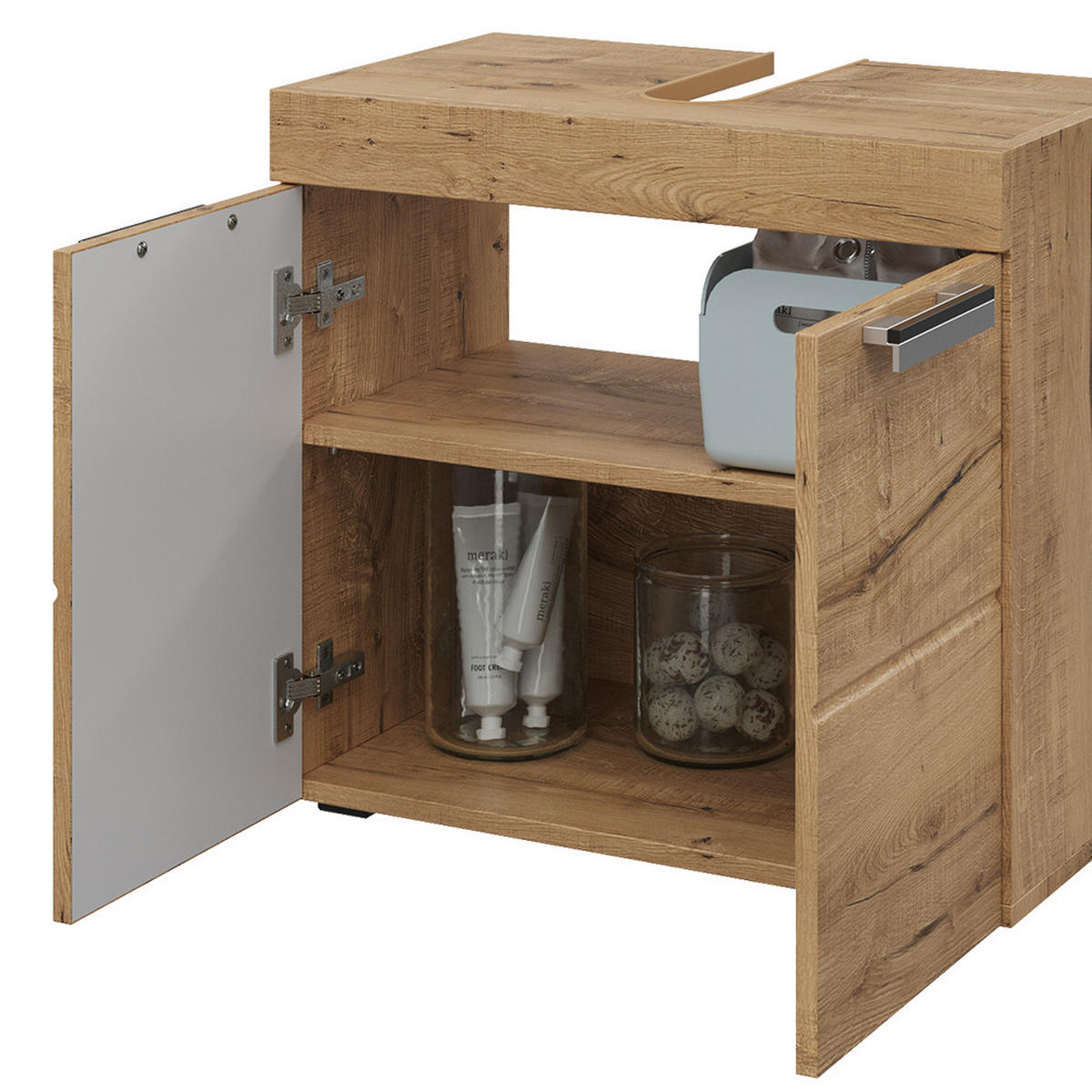 WASCHBECKENUNTERSCHRANK Luna Eiche Wotan 60 x 56 cm - Eiche Wotan, Holzwerkstoff (60/56/34cm) - Vicco