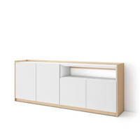 SIDEBOARD, Highboard, Weiß und Eiche Soft, 207/37/80cm - Weiß, Holzwerkstoff (207/80/37cm) - Skraut Home
