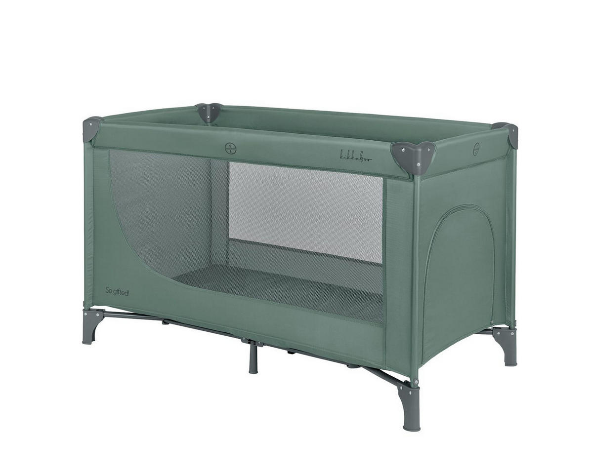 REISEBETT so gifted dunkelgrün weiche Matratzenauflage, Seiteneingang - Grün, Metall (60/120cm) - Kikka boo