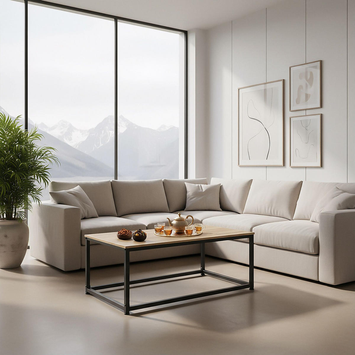 COUCHTISCH Lynch,100 x 55 x 45,5 cm,Industrial Holz hell, Eiche Sonoma - Naturfarben, Holzwerkstoff (100/55/45.5cm) - tectake