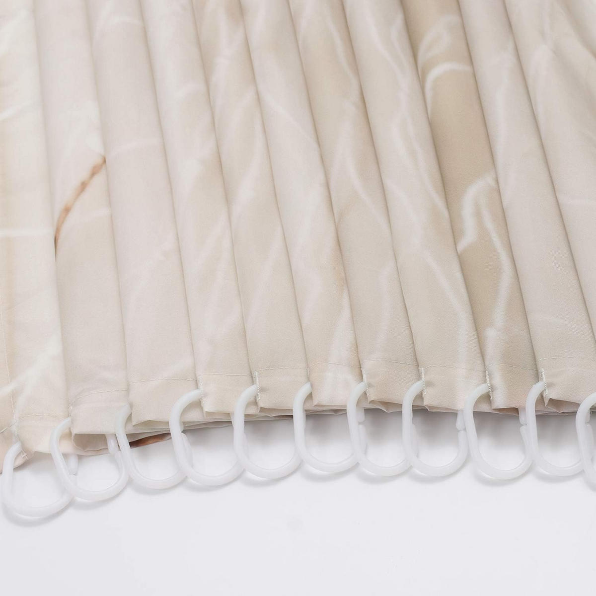 DUSCHVORHANG Stoff mit Ringen Muster Muscheln Digitaldruck Polyester schimmelresistent Beige - Multicolor, Textil (200/200cm) - MCBOSON