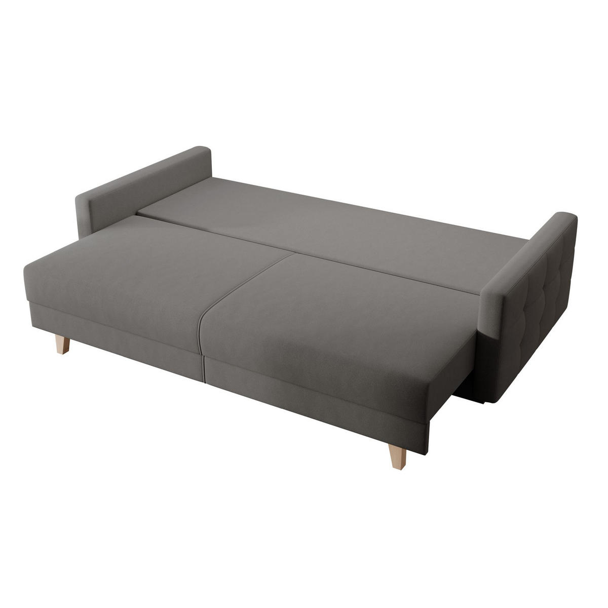 3-SITZER SOFA Verat Dunkelgrau Velours Easy-Clean - Eichefarben/Dunkelgrau, Holz/Textil (226/98/100cm) - Selsey
