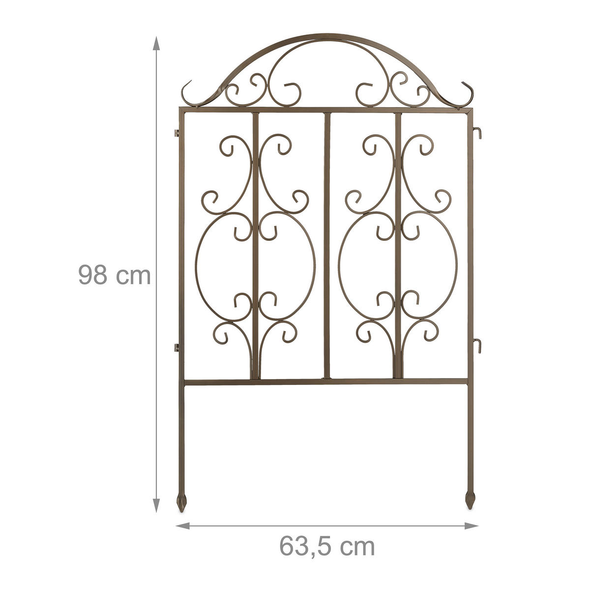 GARTENZAUN - Dunkelbraun, Metall (63.5/98cm) - Relaxdays