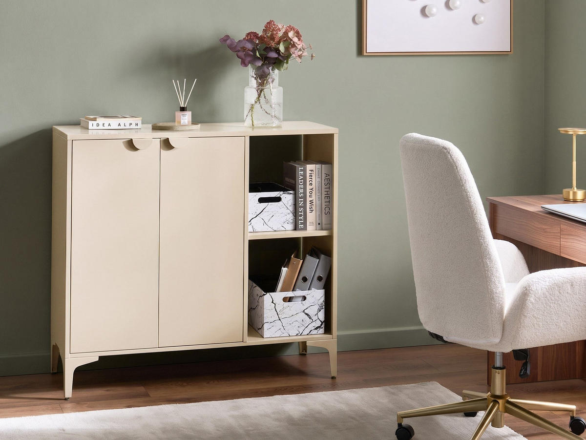 SIDEBOARD se 2 dveřmi Kov Béžový Ardura - béžová, kov (110/101/40cm) - Beliani
